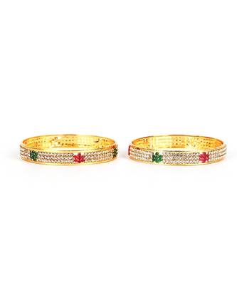 Gold Plated Stone Studded Set of Four Bangles 4