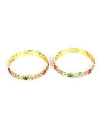Gold Plated Stone Studded Set of Four Bangles 6