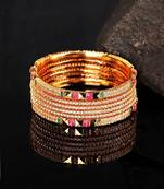 White Gold Plated Stone Studded Set of Six Bangles