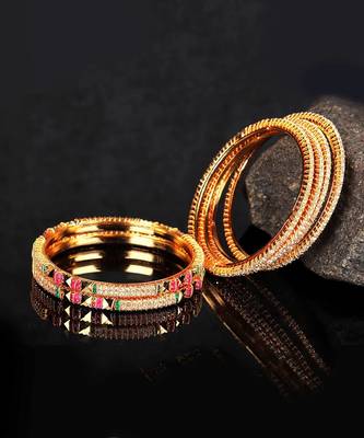White Gold Plated Stone Studded Set of Six Bangles 8