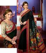 Esha Deol Black Bhagalpuri Silk Saree BY STYLOCE
