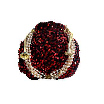 Shoptory India Sequined Handcrafted Wristlets Potli Bag For Party, Wedding, Return gifts - Red 1