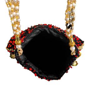 Shoptory India Sequined Handcrafted Wristlets Potli Bag For Party, Wedding, Return gifts - Red 4