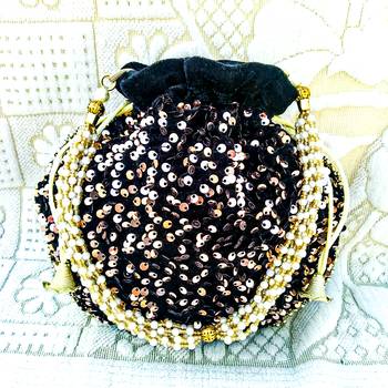 Shoptory India Sequined Handcrafted Wristlets Potli Bag For Party, Wedding, Return gifts - Peach 1