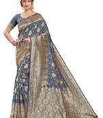 Latest Grey Silk Blend Saree