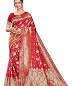 Latest Red Silk Blend Saree