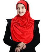 Mehar Hijab's Modest Women's Designed Stylish Polycotton Feel Good Fabric  Naaz Hijab Red-Black Glit