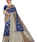 Latest Blue Silk Blend Saree