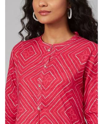 Pink and White printed straight kurta 2