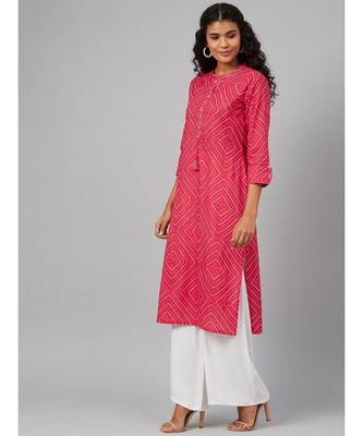 Pink and White printed straight kurta 3