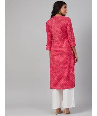 Pink and White printed straight kurta 4