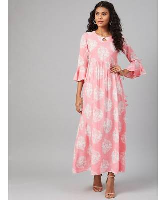 Pink & White  Printed Maxi Dress 1