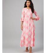 Pink & White  Printed Maxi Dress