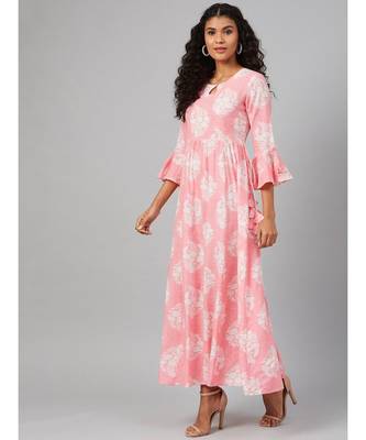 Pink & White  Printed Maxi Dress 3