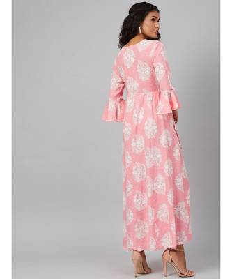 Pink & White  Printed Maxi Dress 4