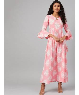 Pink & White  Printed Maxi Dress 5