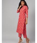 Pink & Yellow Printed Kurta  with Flacket on front