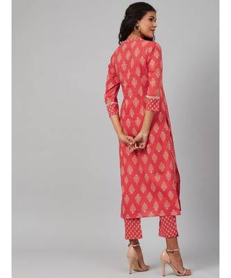 Pink & Yellow Printed Kurta  with Flacket on front 2