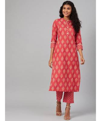 Pink & Yellow Printed Kurta  with Flacket on front 3