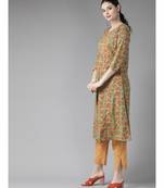 Green Floral Printed A-Line Kurta