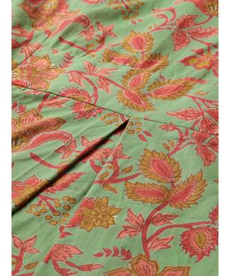 Green Floral Printed A-Line Kurta 5