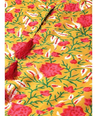 Yellow & Pink Floral Printed Flared Maxi 2