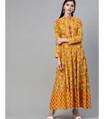 Yellow & Pink Floral Printed Flared Maxi