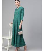 Green Bandhani Printed Flared Maxi Dress