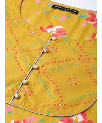 Mustard Floral Printed Anarkali 2