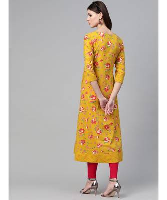 Mustard Floral Printed Anarkali 4