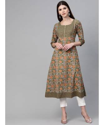 Green Floral Printed Anarkali 1