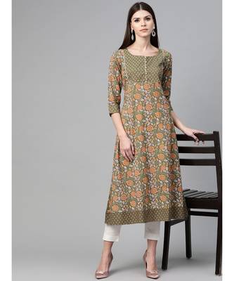 Green Floral Printed Anarkali 5