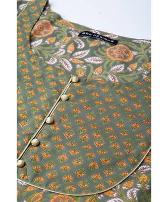 Green Floral Printed Anarkali 6