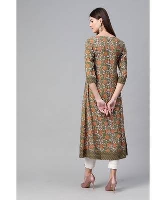 Green Floral Printed Anarkali 7