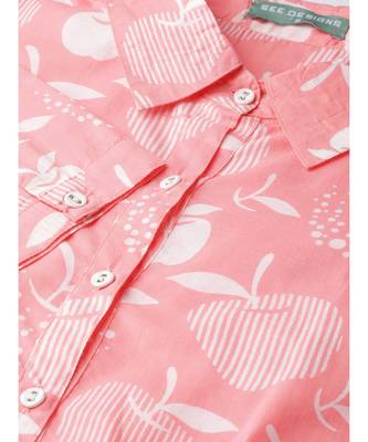 Pink & White Apple Printed Straight Kurta 2