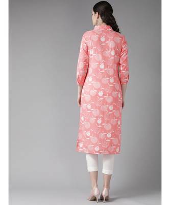 Pink & White Apple Printed Straight Kurta 4