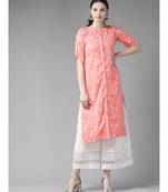 Peach Khari Printed Button Down Straight Kurta