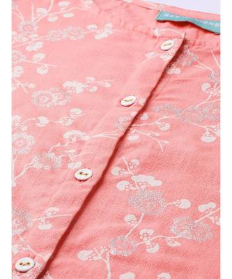 Peach Khari Printed Button Down Straight Kurta 2