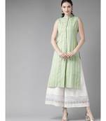 Pastel Green Printed Button Down Straight Kurta