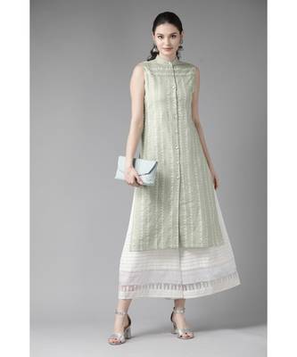 Pastel Green Printed Button Down Straight Kurta 6