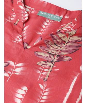 Peach & White Printed Straight Kurta 2