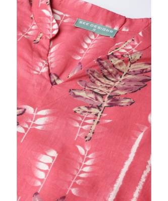 Peach & White Printed Straight Kurta 4