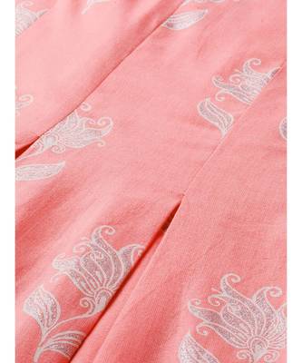 Peach Khari Floral Printed Box Pleated A-Line Dress 2