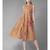 Beige Leheriya Printed Box Pleated A-Line Dress