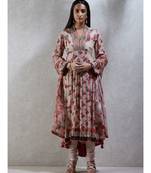 V-Neck with Placket Full Sleeves Kurta With Churidar And Dupatta
