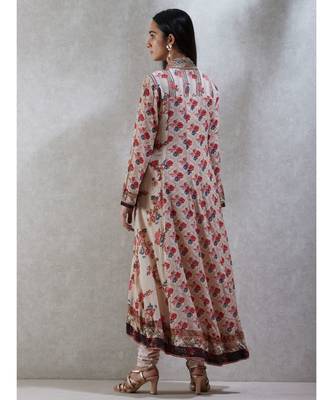 V-Neck with Placket Full Sleeves Kurta With Churidar And Dupatta 4