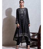 Black & Ivory Printed Kurta With Dhoti Pant