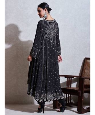Black & Ivory Printed Kurta With Dhoti Pant 5