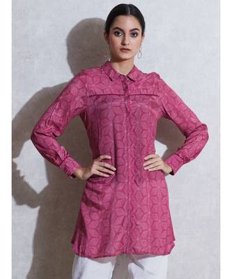 Magenta Printed Shirt style Kurti 2