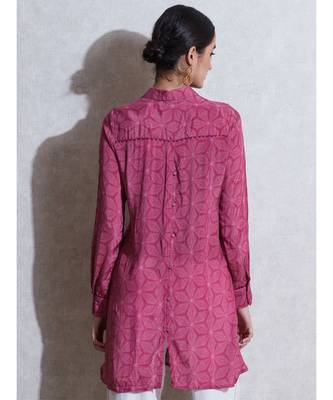Magenta Printed Shirt style Kurti 5